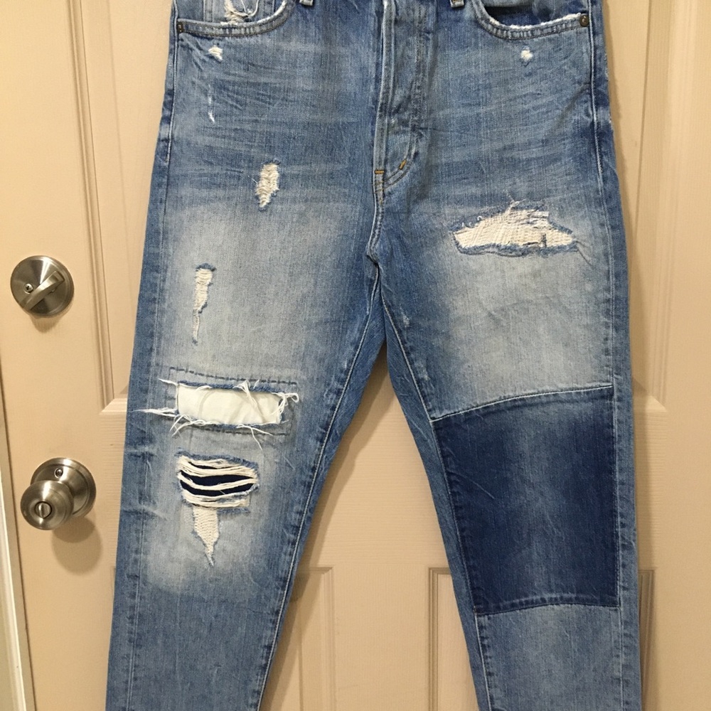 &Denim Slim Y2K Retro Distressed Patchwork Jeans Festival SZ 28